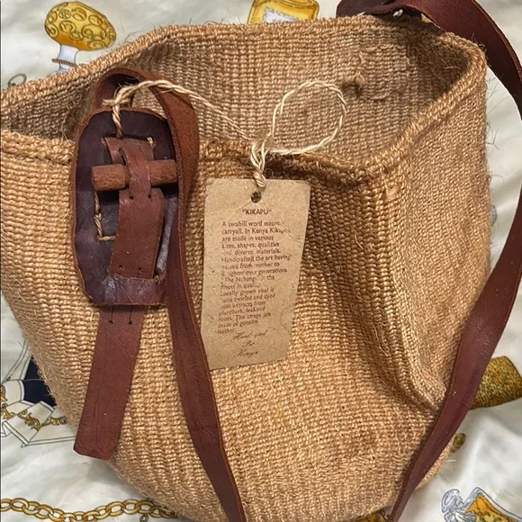 Handcrafted Tan Woven Bag - Picture 1 of 6